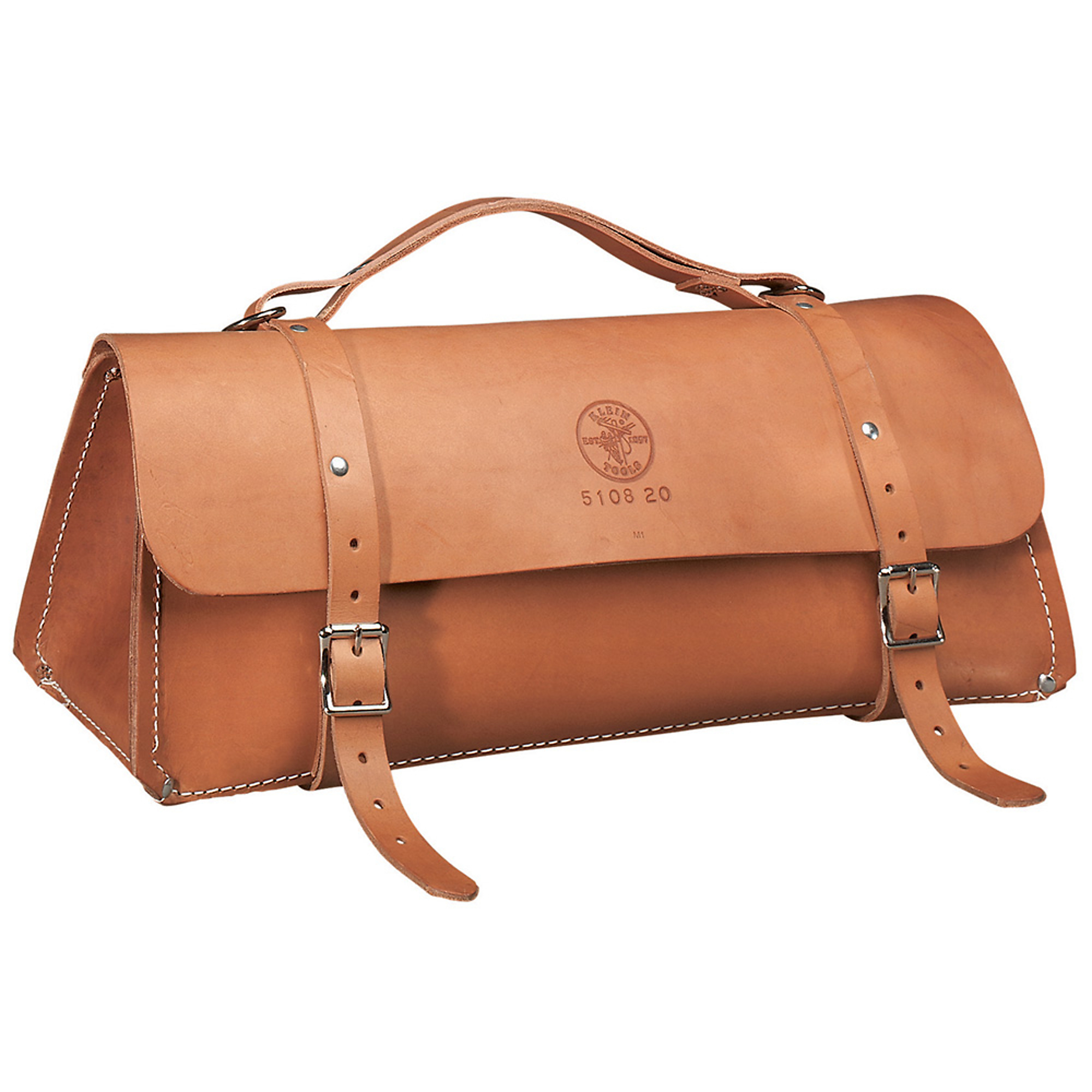 Klein Tools Deluxe Leather Tool Bag — 20in., Extra-Heavy Leather, Three-Ply Bottom, Model# 5108-20
